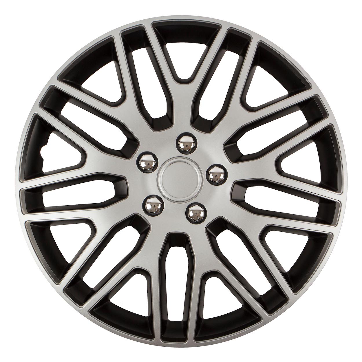 Puklica DAKAR NC 14" SLIVER&BLACK s chrómovými skrutkami
