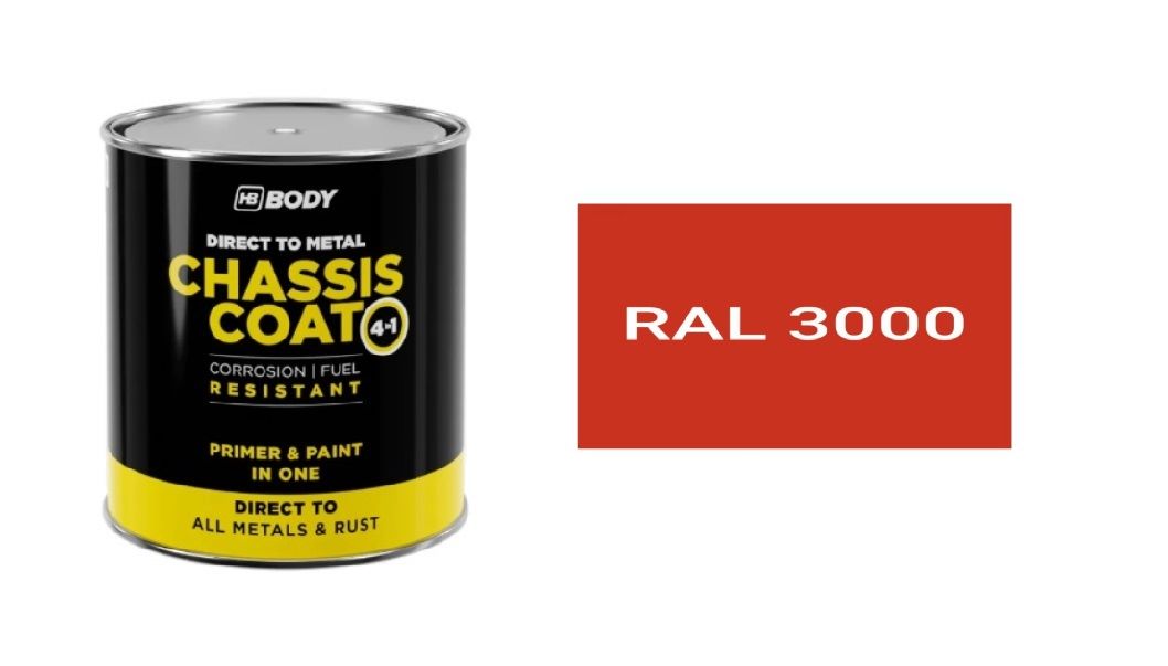 HB BODY 410 chassis coat, polomat - farba na kov a strechy 4 v 1 RAL 3000 750ml