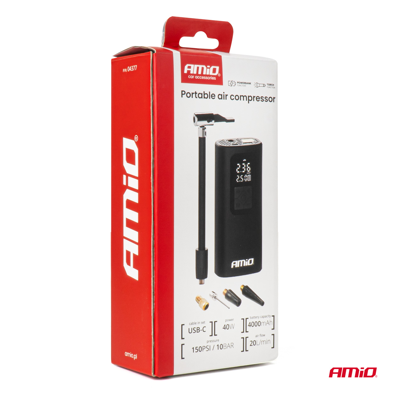Bezdrôtový vzduchový kompresor LED USB-C 40W AMIO-04377 – Obrázok 13