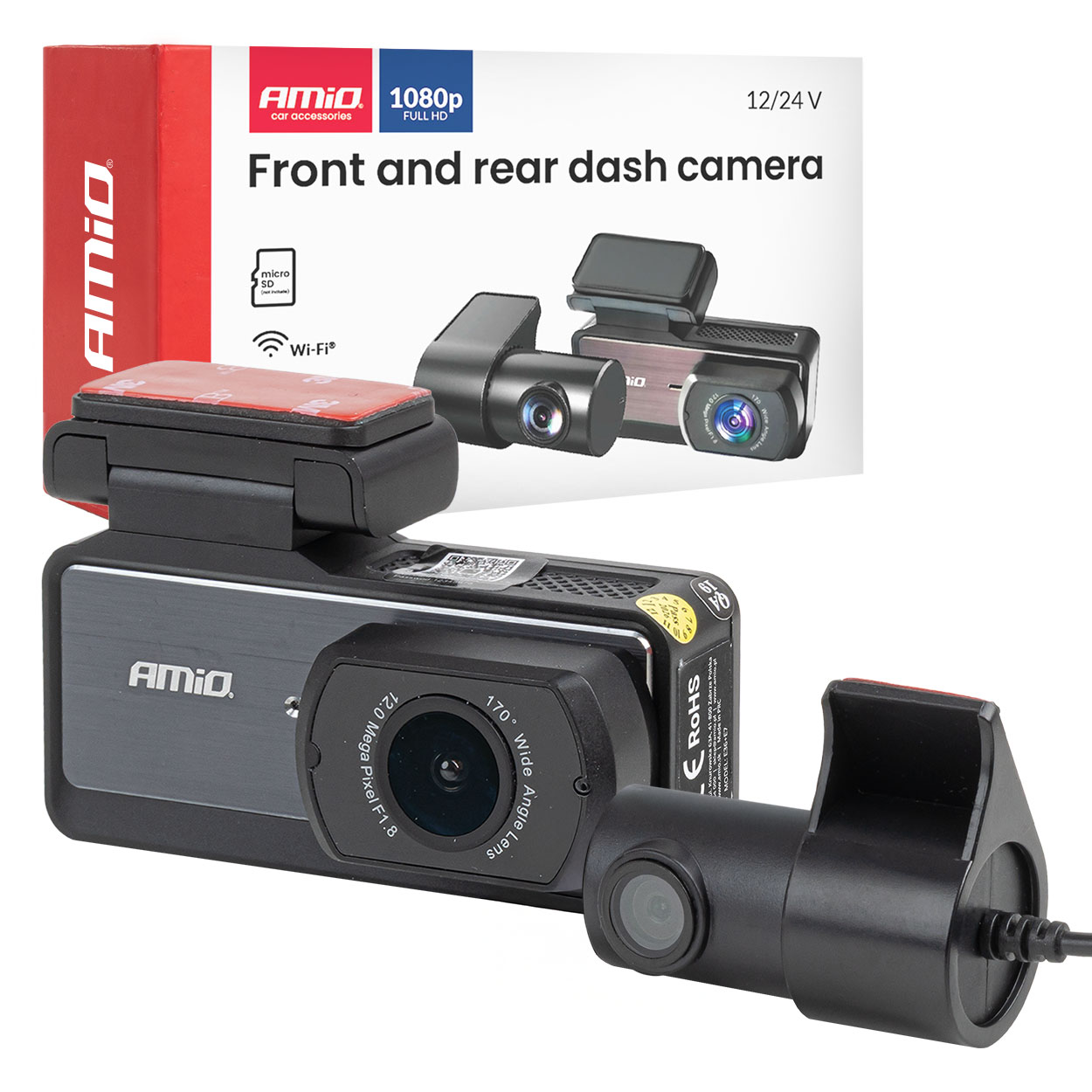 Kamera do auta so zadnou kamerou 1K WLAN 256 GB WIFI Full HD AMiO-04799