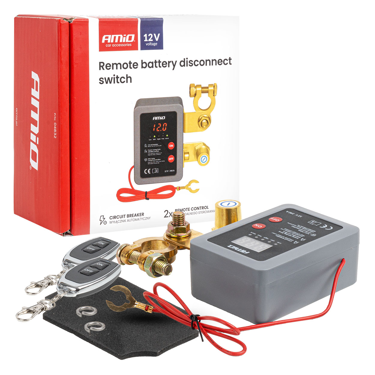 Diaľkový automatický vypínač akumulátora 12V 240A (BATT) AMiO-04832