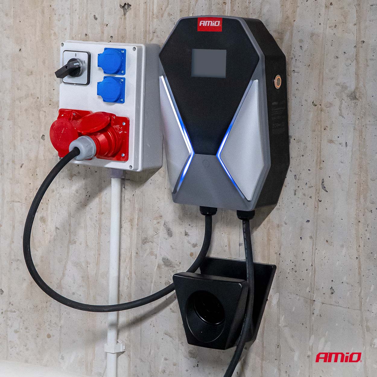 Trojfázová nástenná nabíjačka pre elektrické vozidlá 22kW 32A 400V AMiO-04843 – Obrázok 3